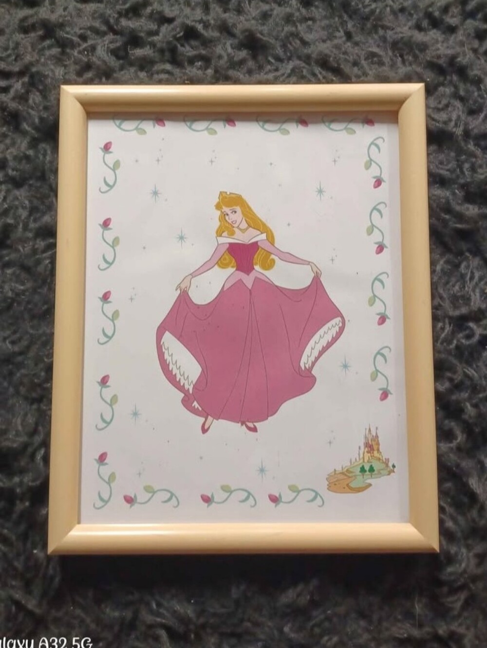 Vintage Disney Sleeping Beauty Princess Aurora Framed Print Artwork Wall Decor